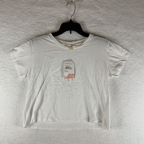 Walking On Sunshine Cropped T-Shirt Womens Size XL White Crewneck Pullover 6375 - Picture 1 of 9